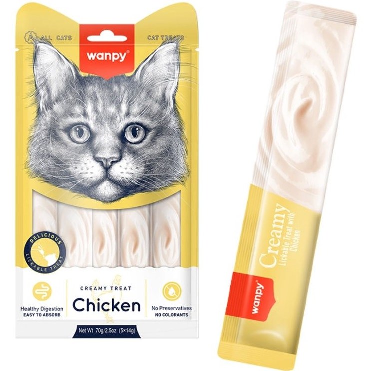 قیمت و خرید بستنی گربه ونپی با طعم مرغ Chicken وزن 14 گرم -Wanpy, Cat, Creamy Treat, Chicken, 14g