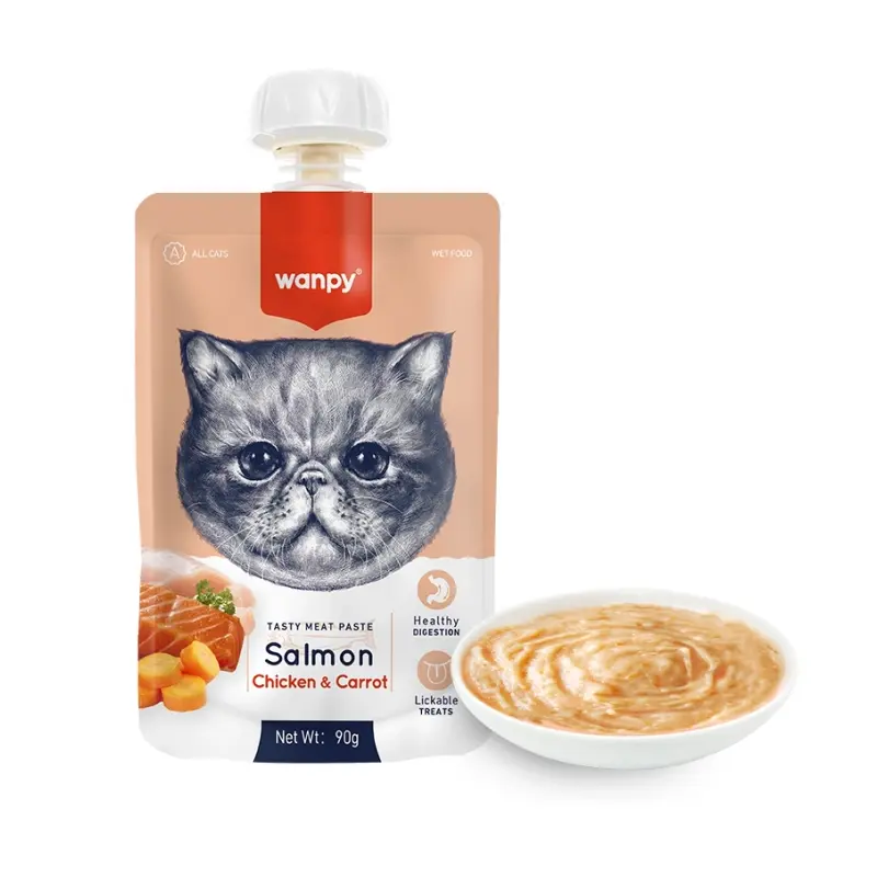 خرید و قیمت پودینگ گربه ونپی طعم ماهی سالمون، مرغ و هویج |Wanpy Soup Salmon, Chicken & Carrot