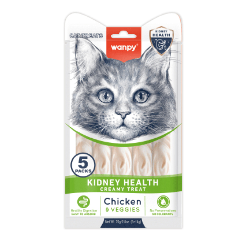 قیمت و حرید بستنی درمانی گربه ونپی مخصوصمشکلات کلیوی با طعم مرغ و سبزیجات| Wanpy Kidney Health بسته 5 عددی