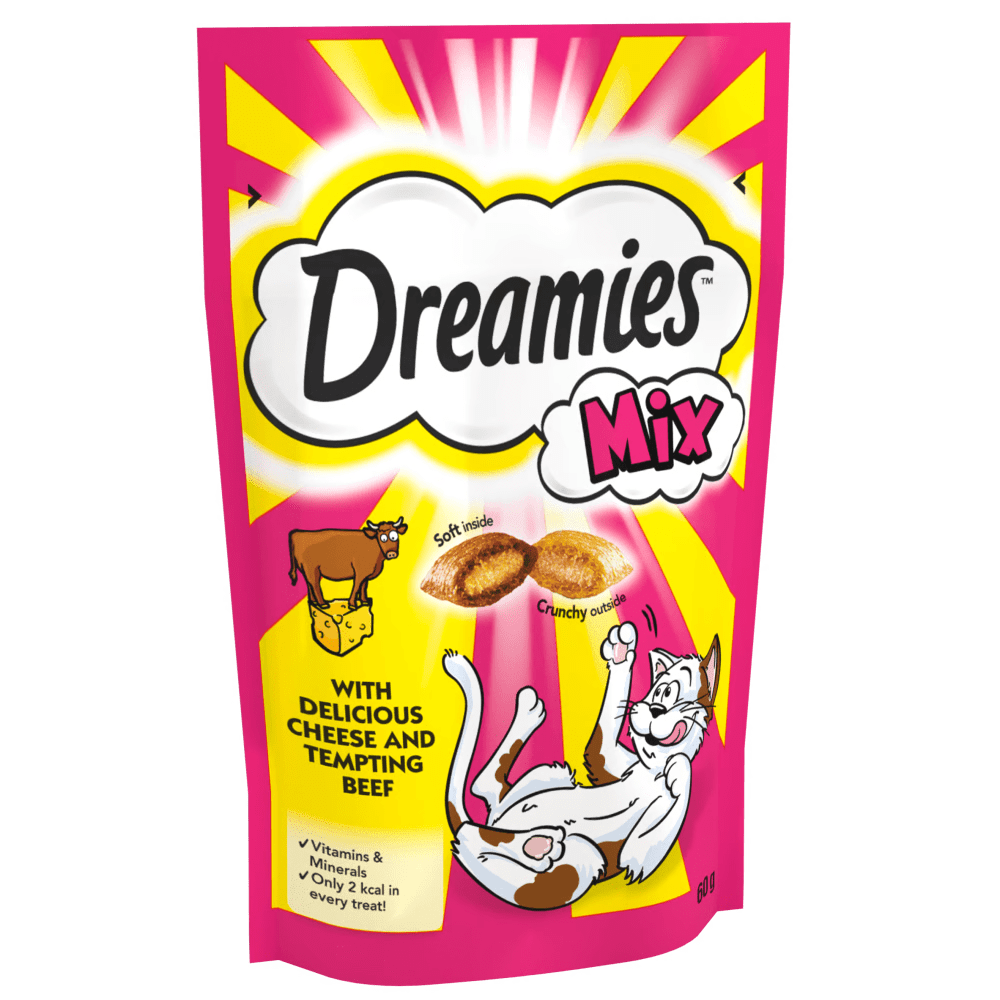 قیمت و خرید تشویقی گربه دریمیز با طعم گوشت گوساله و پنیر Dreamies Cat Snack with Cheese & Beef وزن 60 گرم