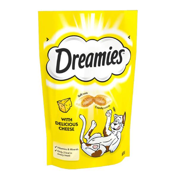 تشویقی گربه دریمیز طعم پنیر Dreamies cat treats with cheese وزن 60 گرم