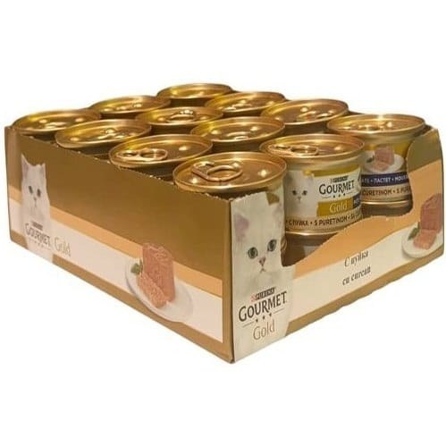 کنسرو گربه گورمه گلد پته با گوشت بوقلمون (Gourmet Gold Pate With Turkey-Hindi) پک 24 عددی