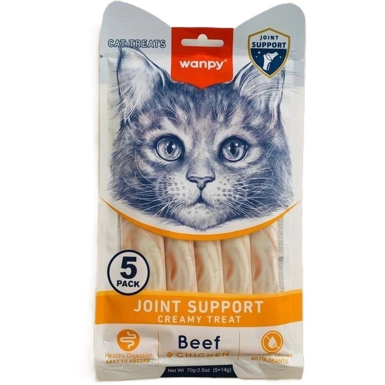 قیمت و خرید بستنی درمانی گربه ونپی مخصوص مشکلات مفصلی با طعم مرغ و گوشت| Wanpy Joint Support Creamy Treat بسته 5 عددی
